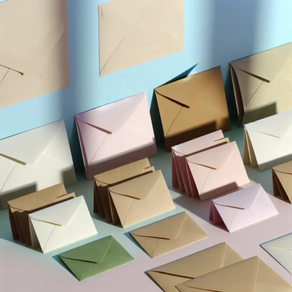 Rendezett, különböző méretű és színű borítékok letisztult asztalon