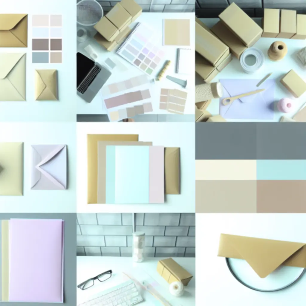 Különböző méretű borítékok és csomagolóeszközök rendezett bemutatása