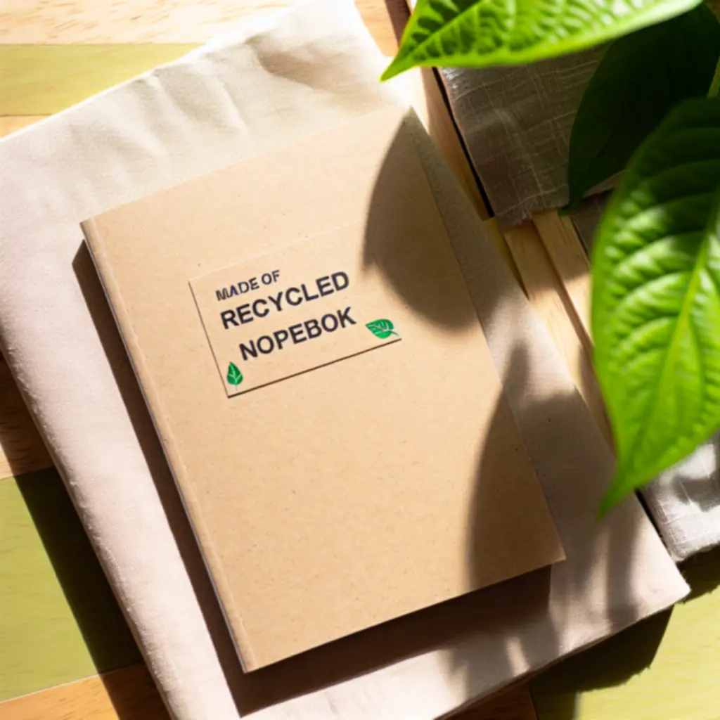 Fenntartható forrásból származó papírra nyomtatott jegyzetfüzetek.