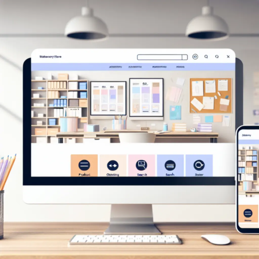 Papermarkeet weboldal asztali és mobil nézetben, jól áttekinthető menüvel és keresővel.